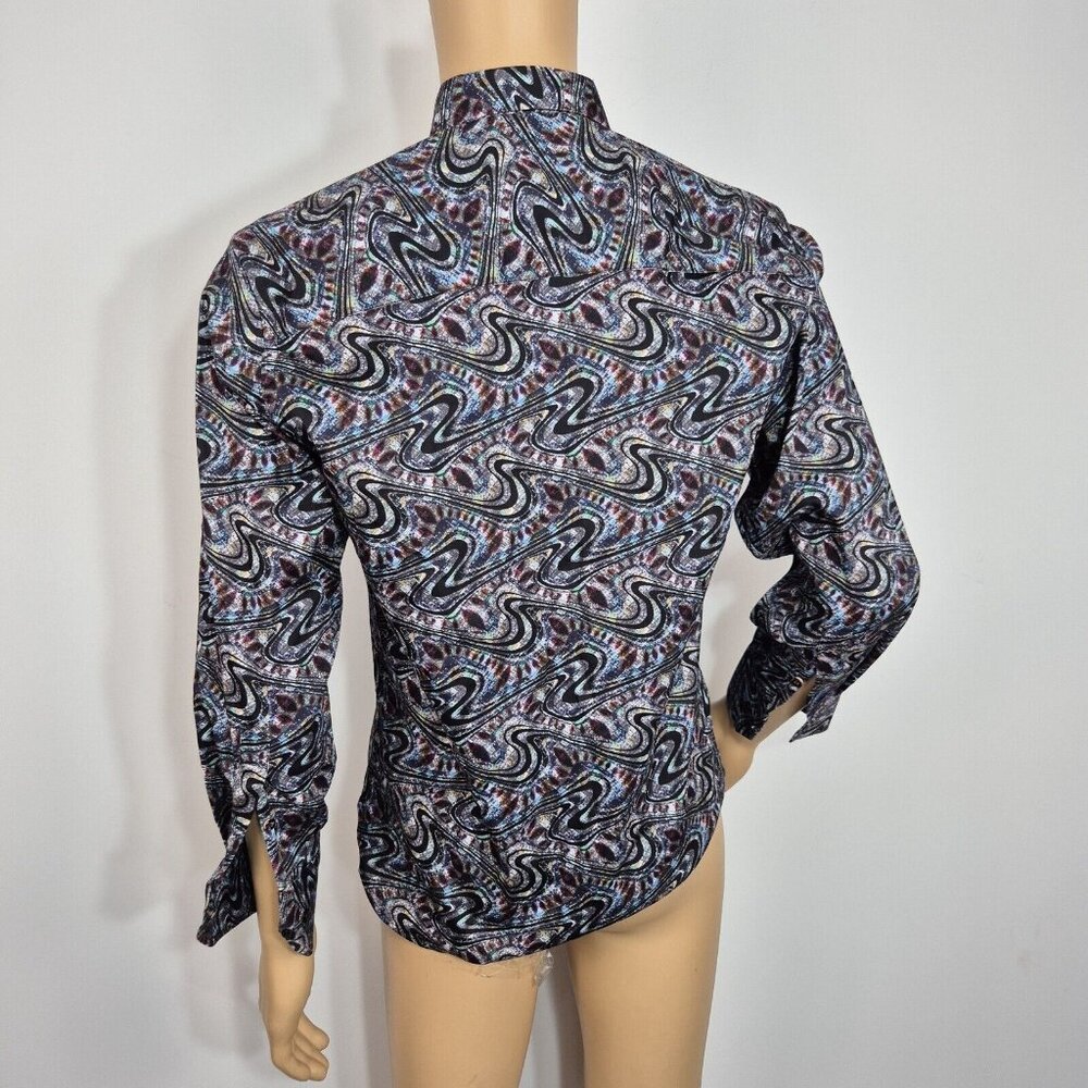 Visconti Black Men's Size S stretch Button up Long Sleeve shirt Multicolor (45) - Picture 3 of 9